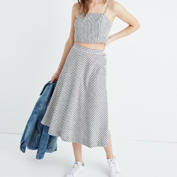 Madewell Dresses & Skirts - Madewell Side-Button Midi Skirt in Rhoda Stripe 8